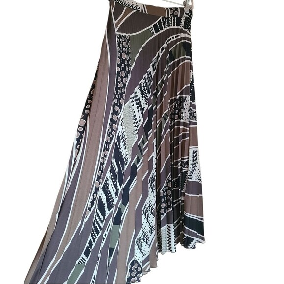 zara midi skirt pleated olive camo abstract womens size S - Picture 2 of 8